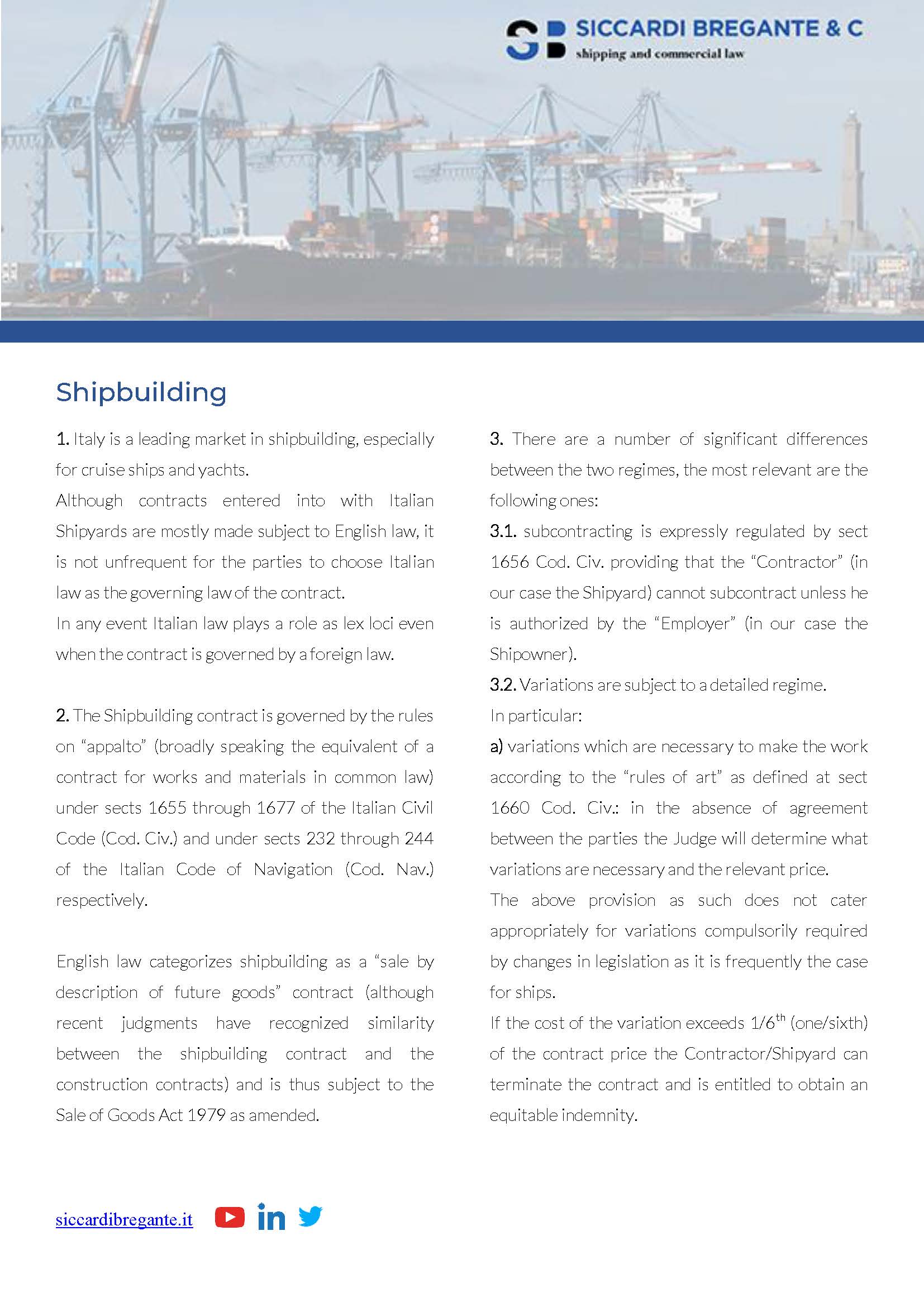 Il contratto di costruzione di nave in Italia